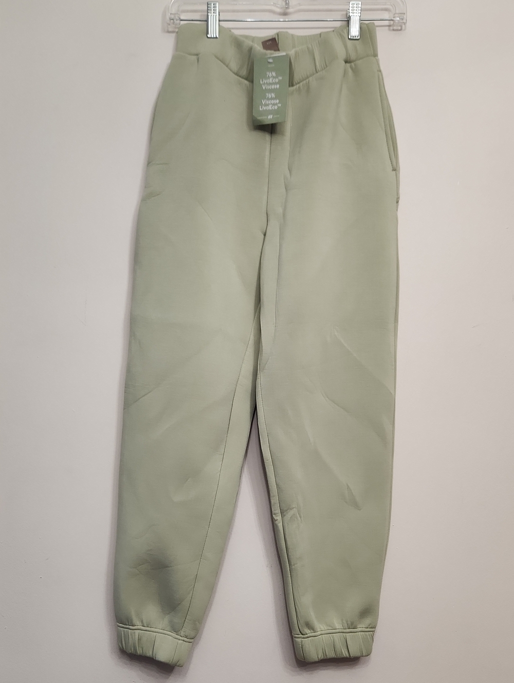 H&M Light Sage Women's High-Waisted Jogger Pants Viscose Blend XS